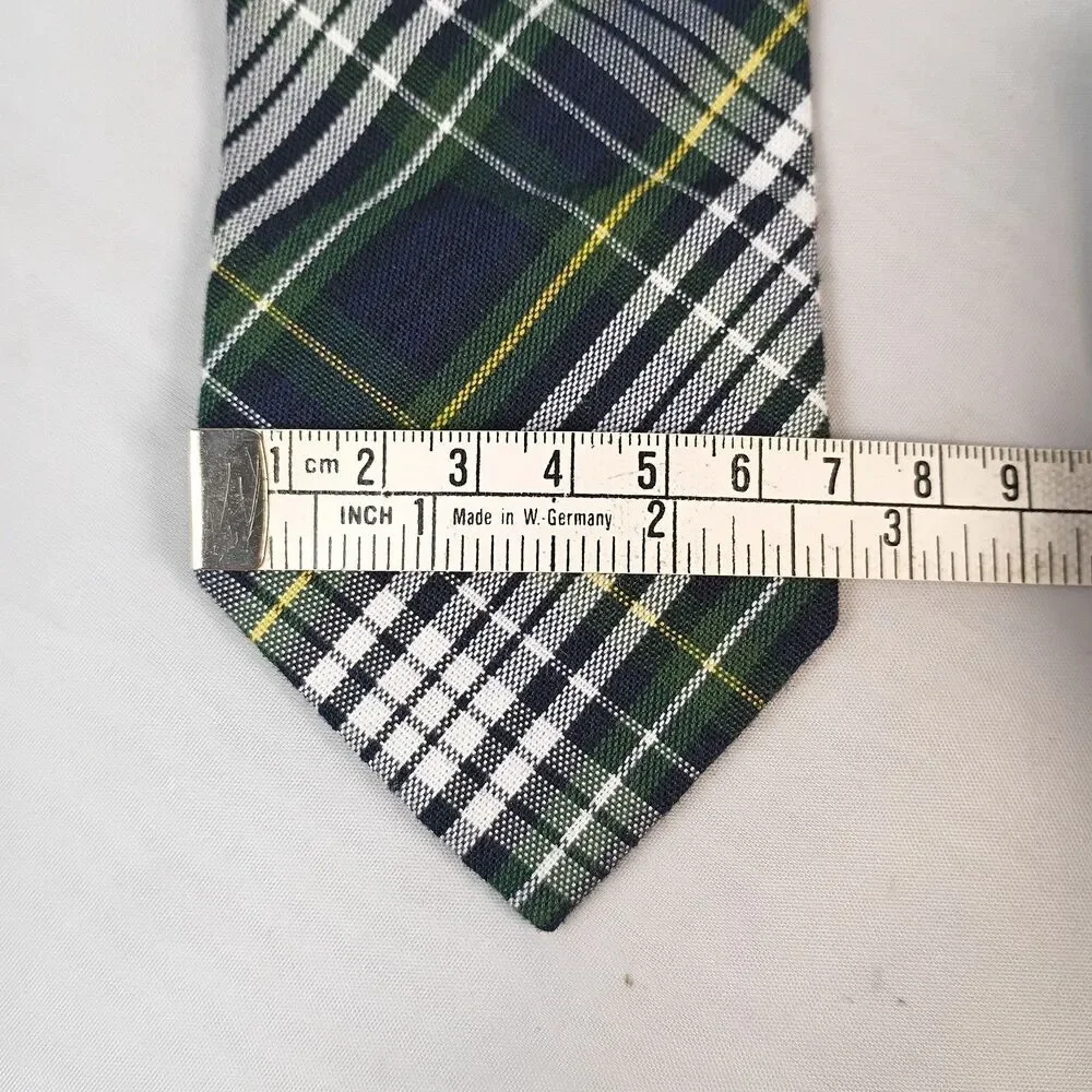 Kids Plaid Green Blue Preppy‎ Boy's Skinny Neck Tie RN 108750 Uniform NO CLIP